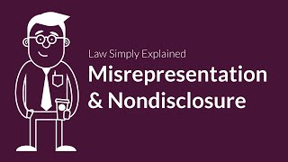 Misrepresentation and Nondisclosure  Contracts  Defenses amp Excuses [upl. by Groot]