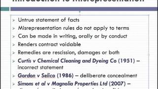 Misrepresentation Lecture 1 of 4 [upl. by Annwahsal]